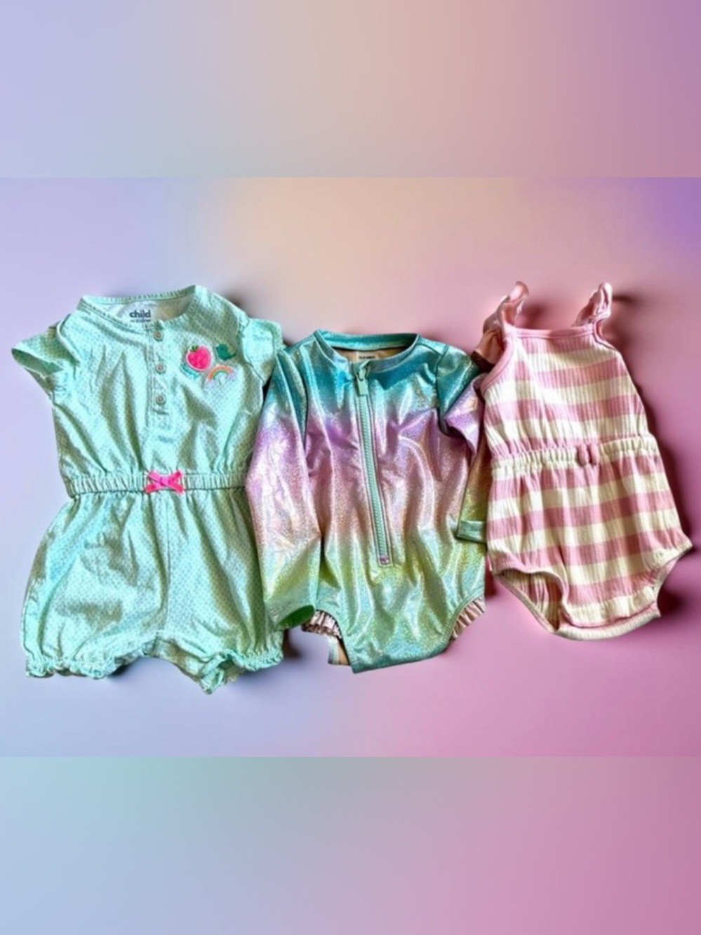 Carters Bundle Lot 12 mo Girls Rompers Spring Summer Fall